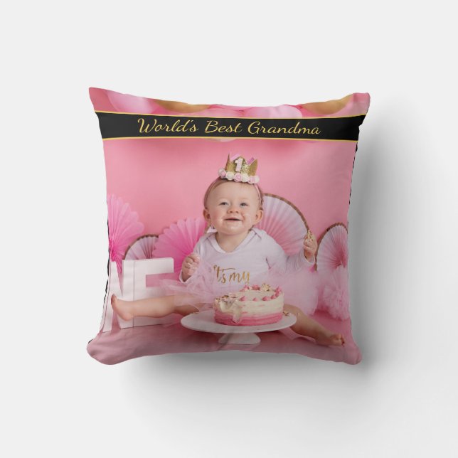 World's Best Grandma Photo Throw Pillow (Front)
