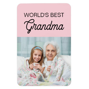 World's Best Grandma Pink Grandchild Photo Magnet