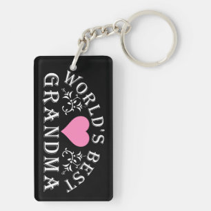 World's Best Grandma Pink Heart Key Ring
