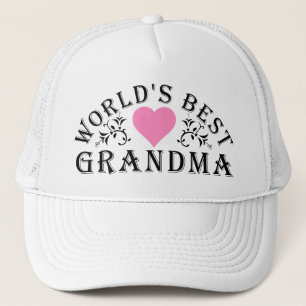 World's Best Grandma Pink Heart Trucker Hat