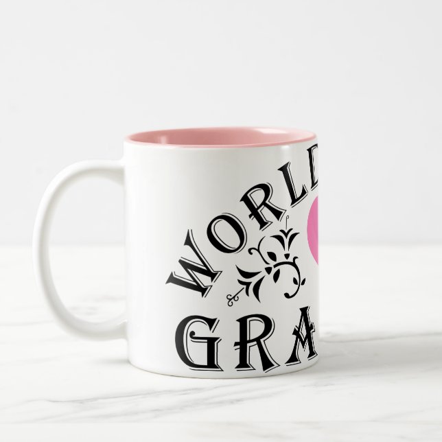 World's Best Grandma Pink Heart Two-Tone Coffee Mug (Left)