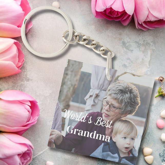 World's best Grandma simple personnalized Keychain (Creator Uploaded)