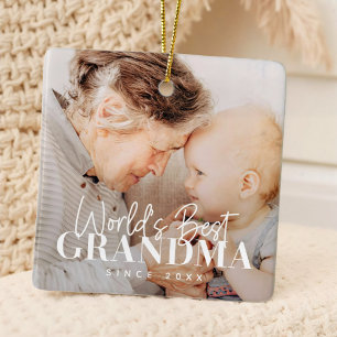 World's Best Grandma Since 20XX Simple Chic Photo Ceramic Ornament