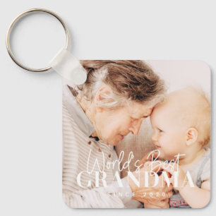 World's Best Grandma Since 20XX Simple Chic Photo Key Ring