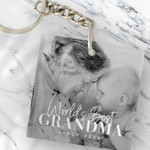 World's Best Grandma Since 20XX Simple Chic Photo Key Ring