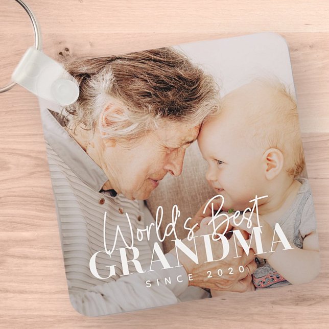 World's Best Grandma Since 20XX Simple Chic Photo Key Ring (Creator Uploaded)