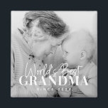 World's Best Grandma Since 20XX Simple Chic Photo Magnet<br><div class="desc">This simple and modern design is composed of serif and cursive typography and add a custom photo</div>