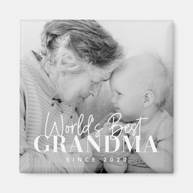 World's Best Grandma Since 20XX Simple Chic Photo Magnet (Front)