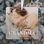 World's Best Grandma Since 20XX Simple Chic Photo Metal Tree Decoration<br><div class="desc">This simple and modern design is composed of serif and cursive typography and add a custom photo</div>