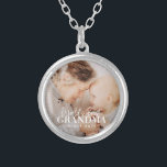 World's Best Grandma Since 20XX Simple Chic Photo Silver Plated Necklace<br><div class="desc">This simple and modern design is composed of serif and cursive typography and add a custom photo</div>