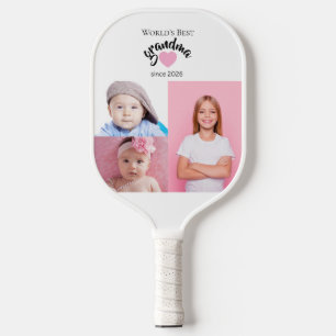 Worlds Best Grandma Since Year 3 Photo Collage Pickleball Paddle