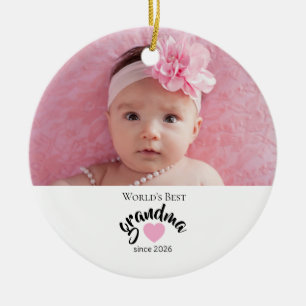 Worlds Best Grandma Since Year Photo Cute Ceramic Ornament