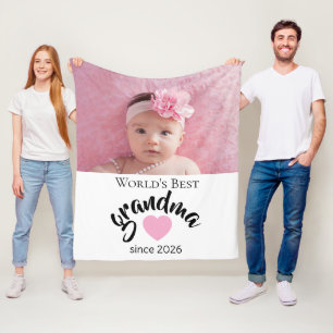 Worlds Best Grandma Since Year Photo Cute Fleece Blanket