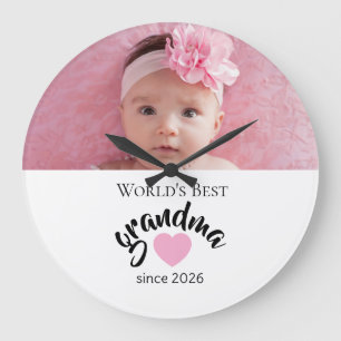 Worlds Best Grandma Since Year Photo Cute Large Clock