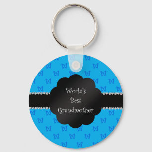 World's best grandmother blue butterflies key ring