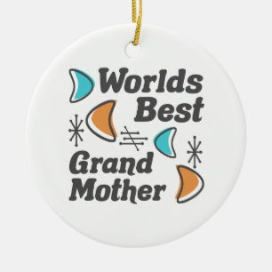 Worlds Best Grandmother Retro Ceramic Ornament