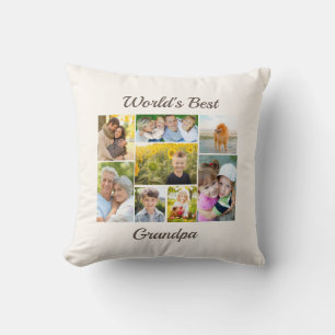 World's Best Grandpa 8 Photo Collage   Cushion