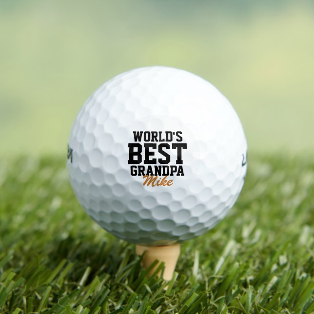 World's Best Grandpa Black and Orange Father's Day Golf Balls (Insitu Tee)