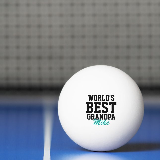 World's Best Grandpa Black and Teal Father's Day Ping Pong Ball (Net)