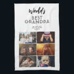 World's Best Grandpa Custom 6 Photo Collage Tea Towel<br><div class="desc">World's Best Grandpa Custom 6 Photo Collage kitchen towel. 6 photos and World's best grandpa in modern black typography on a white background. Personalise the apron with your photos. Great gift and a sweet keepsake for a grandpa for Father`s Day,  birthday or Christmas.</div>
