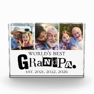 World's Best Grandpa Est Year 3 Photo Collage  Block