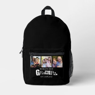 World's Best Grandpa Est Year 3 Photo Collage Printed Backpack