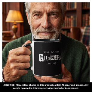 World's Best Grandpa Est Year Fun Saying Black Mug