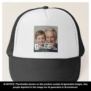 World's Best Grandpa Est Year Grandkid Photo Trucker Hat
