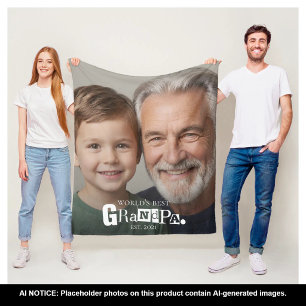 World's Best Grandpa Established Gift For Grandad Fleece Blanket