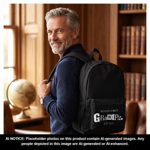 World's Best Grandpa Established Year Fun Saying Printed Backpack