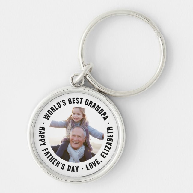 World's Best Grandpa Father's Day Photo Gift Key Ring (Front)