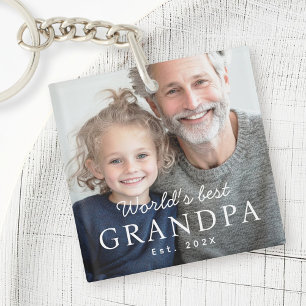 World's best grandpa grandfather est year photo key ring