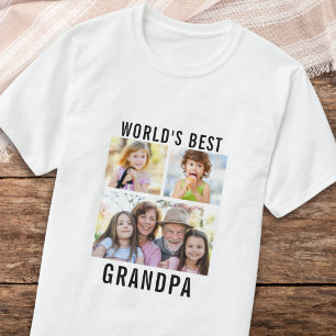 World's Best Grandpa Grandkids 3 Photo Collage T-Shirt