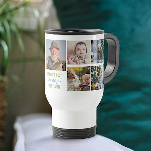 World's Best Grandpa Instagram Photo Collage Name Travel Mug