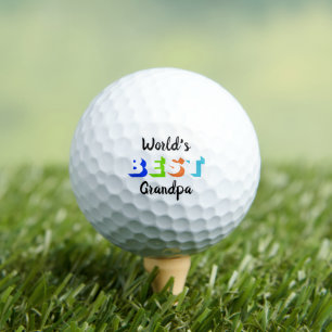 World's Best Grandpa Personalised Retro Typography Golf Balls