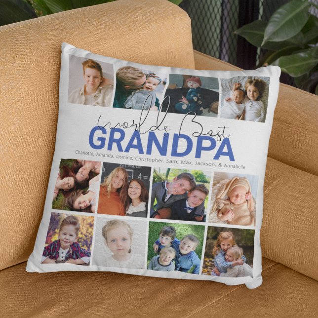 Worlds Best Grandpa | Photo Collage Cushion (Creator Uploaded)