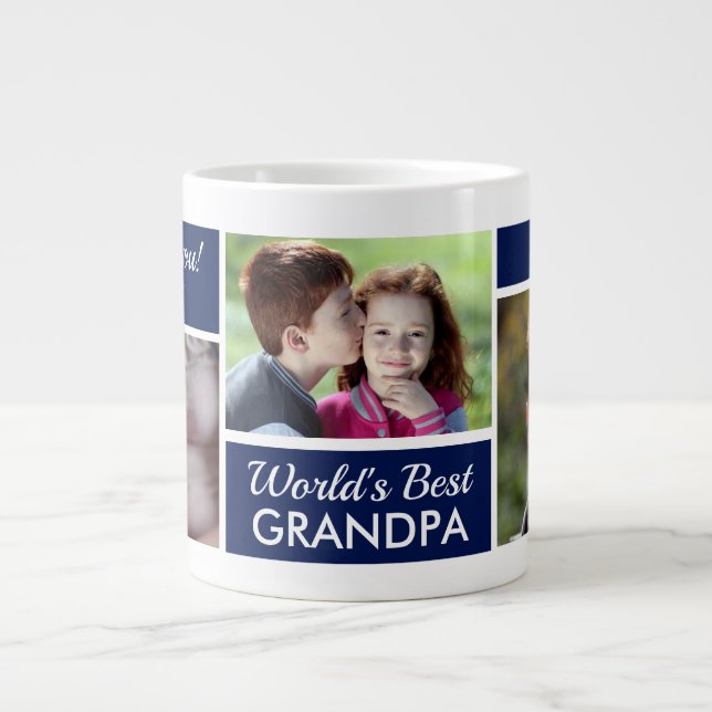 World's Best Grandpa Photo Collage Large Coffee Mug (Front)
