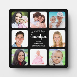 World's Best Grandpa Photo Collage Modern Black Plaque