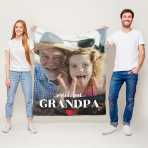 World's Best Grandpa Photo Gift For Grandad Fleece Blanket