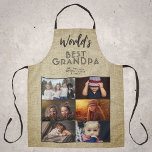 World's Best Grandpa Rustic Custom 6 Photo Collage Apron<br><div class="desc">Rustic World's Best Grandpa Custom 6 Photo Collage Apron. 6 photos and World's best grandpa in modern typography on a rustic beige background. Personalise the apron with your photos. Great gift and a lovely keepsake for a grandpa for Father`s Day,  birthday or Christmas.</div>