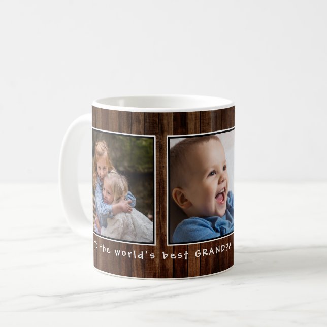 World's Best Grandpa  Rustic Wood Coffee Mug (Front Left)