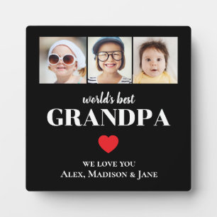 Worlds Best Grandpa We love you 3 Kids Photo Names Plaque