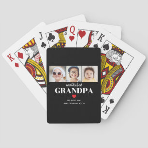 Worlds Best Grandpa We love you 3 Kids Photo Names Playing Cards