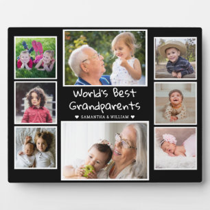World's Best Grandparents 8 Photo Collage Black Plaque