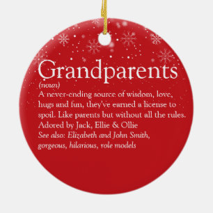 World's Best Grandparents Definition Christmas Ceramic Ornament