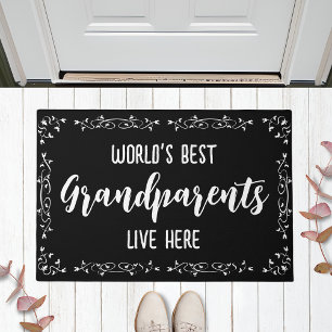 World's Best Grandparents Live Here - Black Doormat