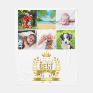 World's Best Grandparents Photo Collage Fleece Blanket