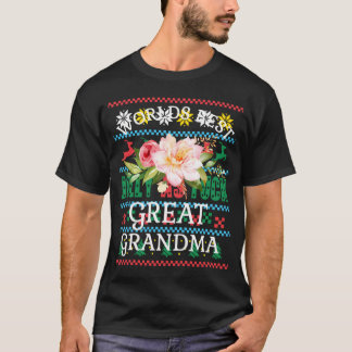 Worlds Best Great Grandma Pink Flower Grandparents T-Shirt