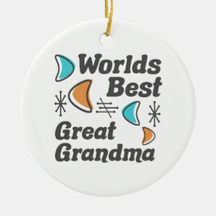 Worlds Best Great Grandma Retro Ceramic Ornament