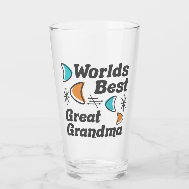 Worlds Best Great Grandma Retro Glass (Front)